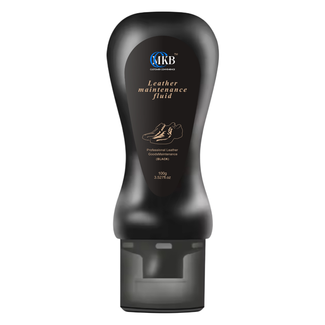 MKB Shoe Polish Liquid + Free Towel, High Shine Finish and Fast Drying Formula, Black 3.527 fl oz